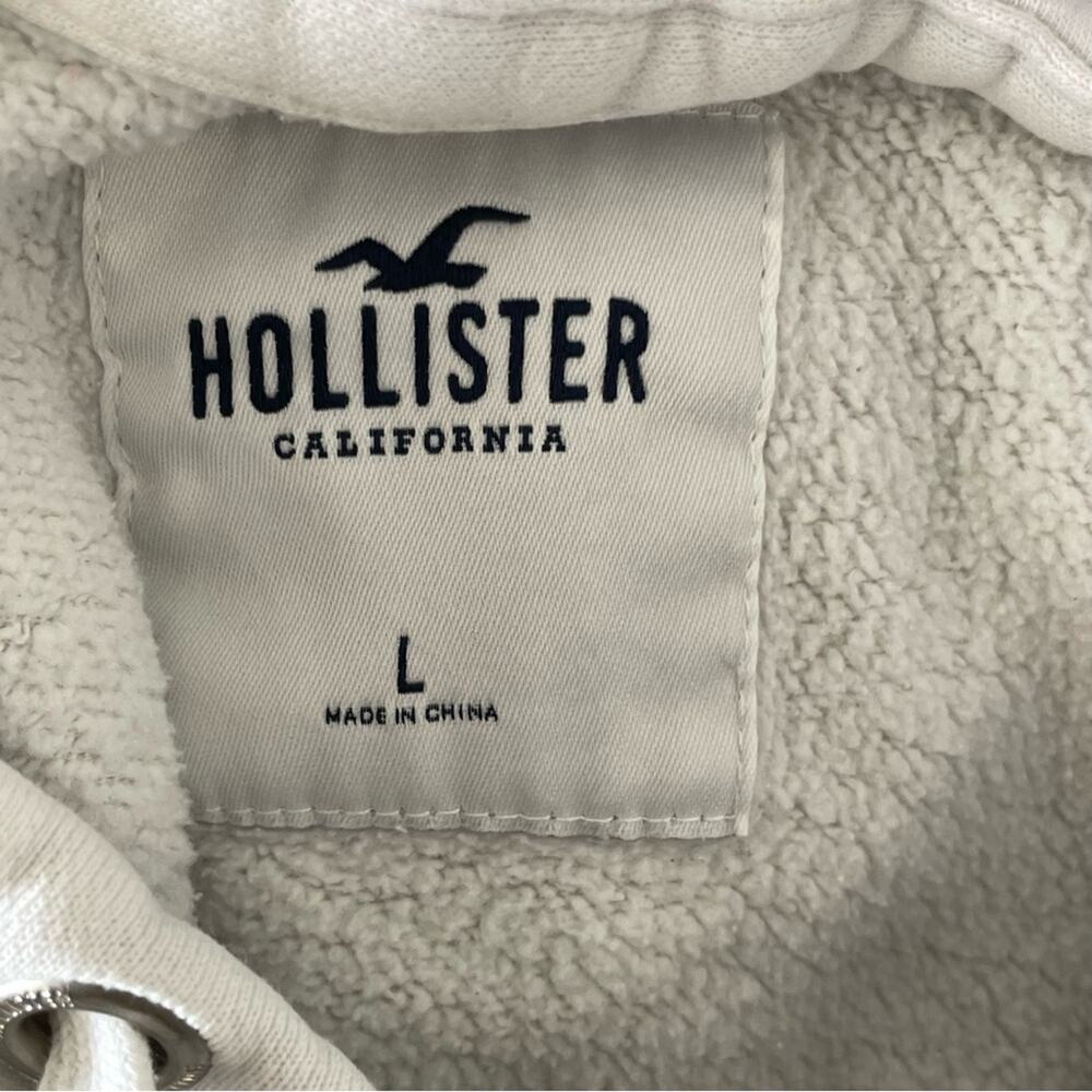 Hollister Hoodie Sweatshirt Size Large Women’s White Distressed - Picture 2 of 8